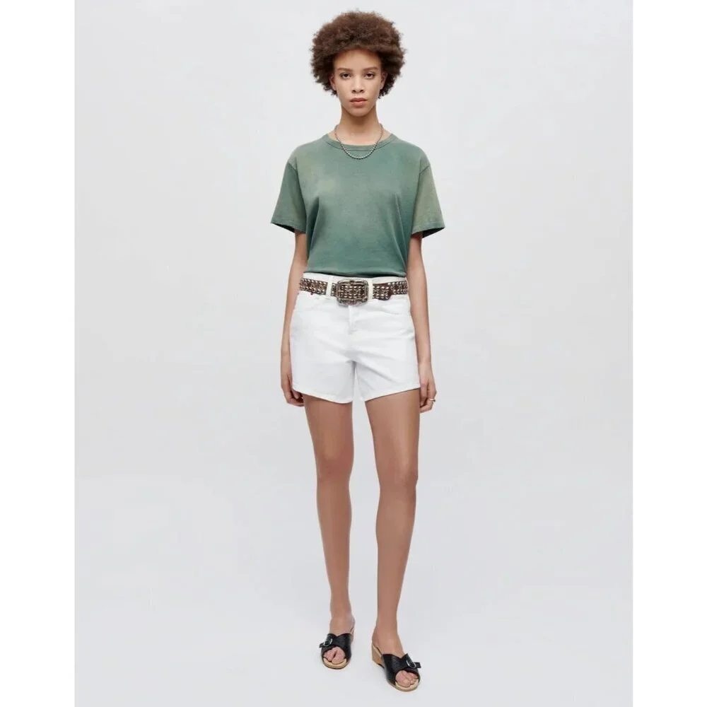 Re/Done Button Fly Mid-Rise Boy Shorts White Rigid Denim Womens 32‎ NWT - Picture 16 of 16